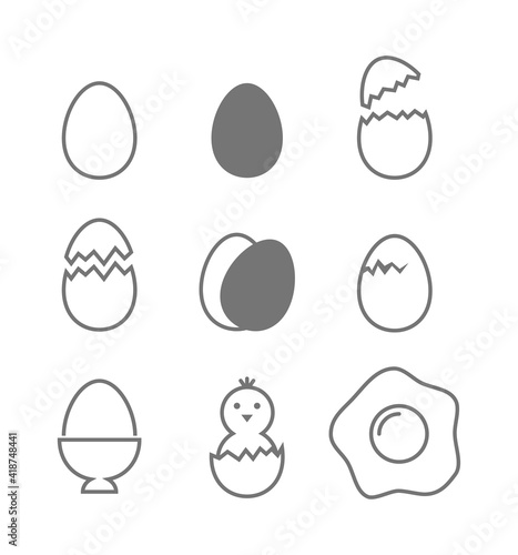 chicken egg icon set