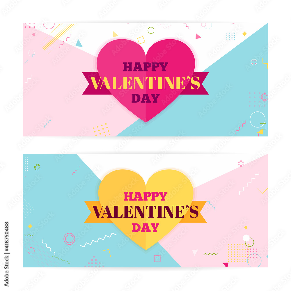 Valentine's day banner in geometric modern style Valentine's day banner in geometric modern style