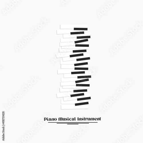 Vector illustration of piano musical instrument logo design  world music day celebration