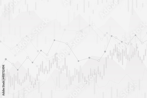 abstract financial chart with uptrend line graph and numbers in stock market on gradient white color background