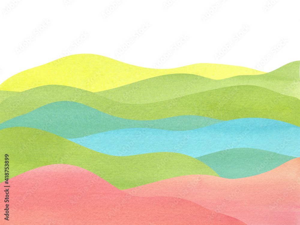 Obraz premium abstract watercolor mountains, impressionist color waves, landscape on white background
