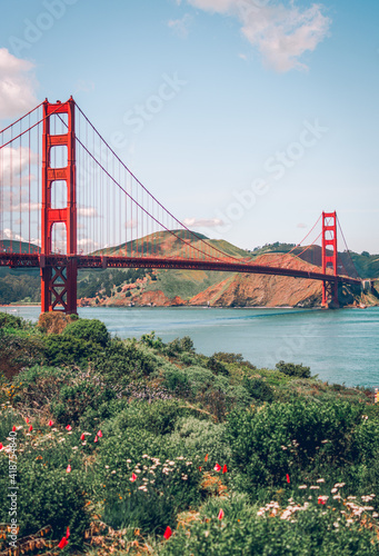 Golden Gate Bridge on a fine spring day shot from Fort Point viewpoint in San Francisco, California. © Markus