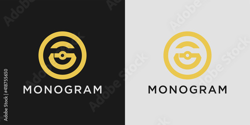 Monogram design template of initial letter G with creative golden concept