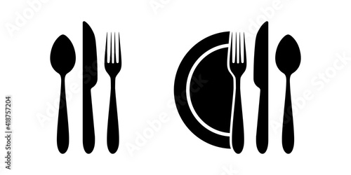 Cutlery set. Fork, spoon, knife. Realistic tableware. Kitchen utensil. Flat style. Vector illustration. EPS 10