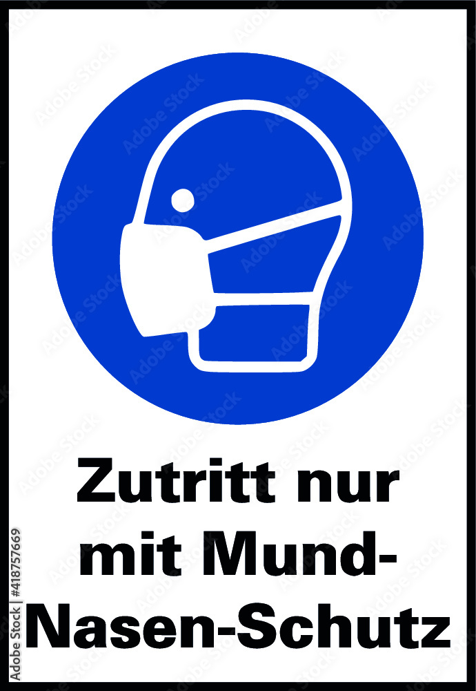 Schild DIN A4  Mundschutz Maskenpflicht Hinweis. 