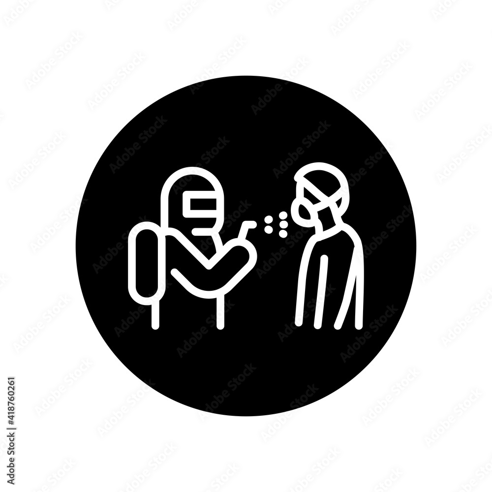 Human disinfection black glyph icon. Isolated vector element. Human disinfection black glyph icon. Isolated vector element.