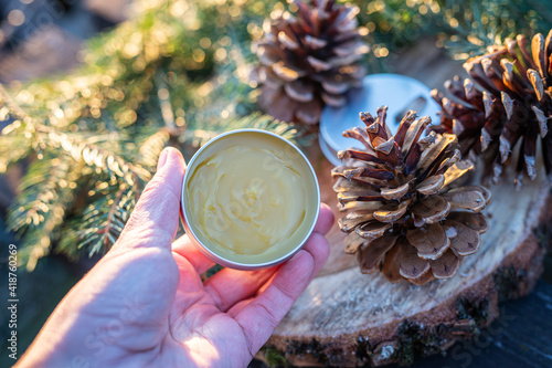 home made organic natural spruce pine tree resin  oitnment salve cream  photo