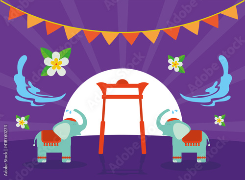 Photography Songkran festival elephants