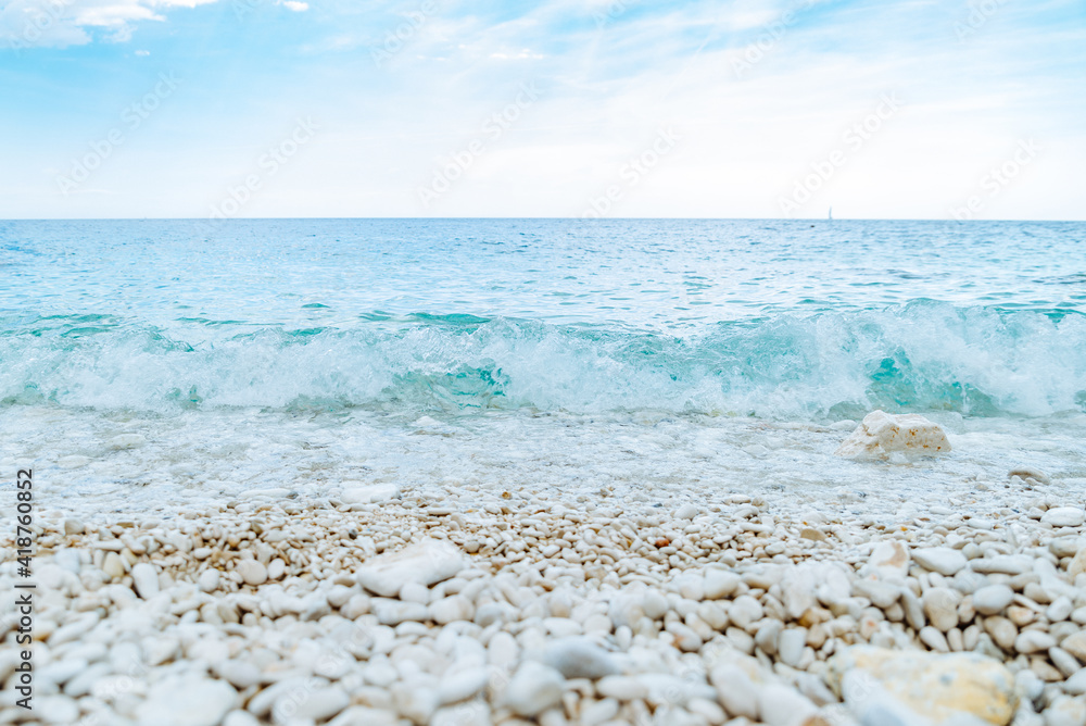 view of sea rocky beach. summer vacation view of sea rocky beach. summer vacation