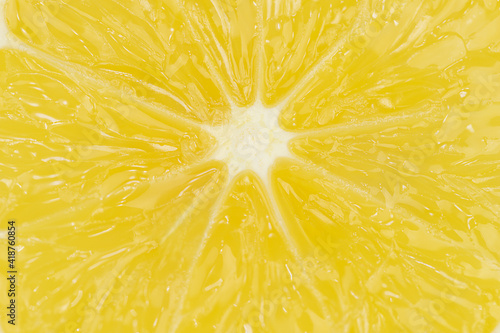 Macrophotography of sliced lemon structure - lemon background