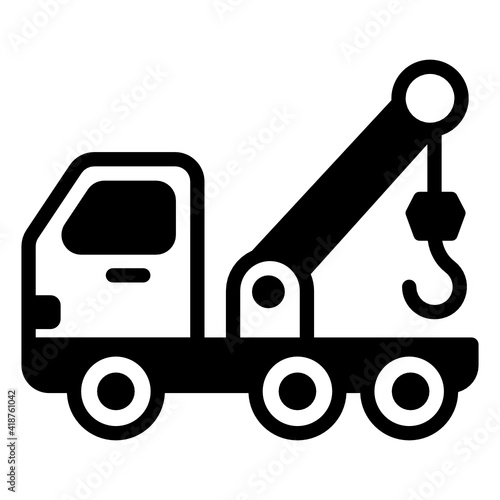 
A tow truck glyph icon design

