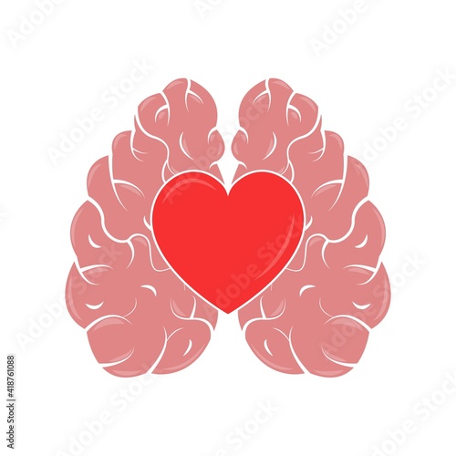 Heart and Brain concept. Emotional Quotient and Intelligence. Icon and logo. Emotions and rational thinking. Vector illustration.