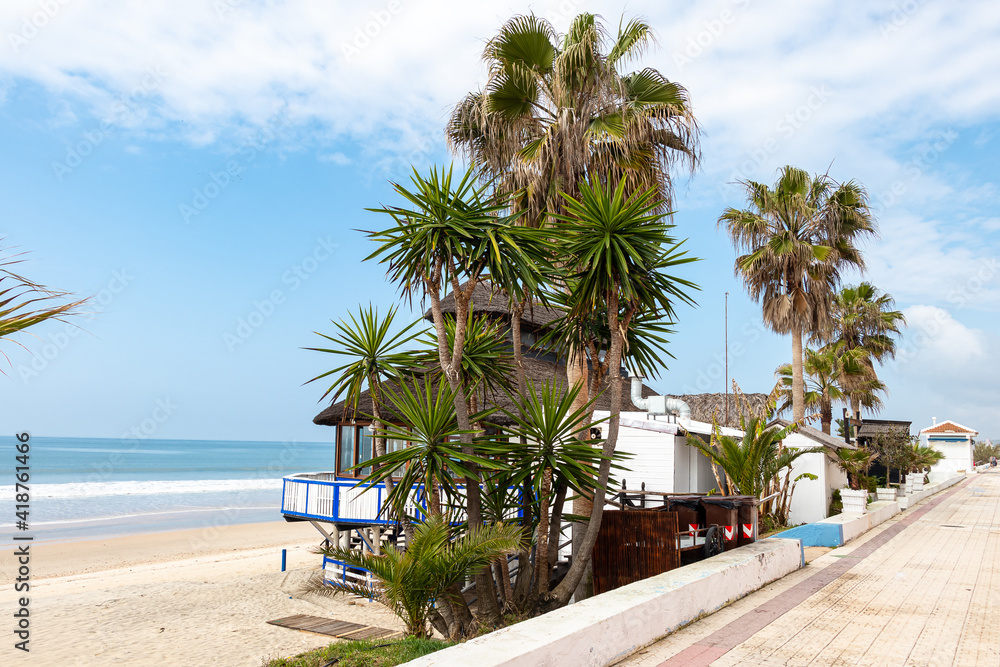 Chiringuito on the beach of Matalascañas, on the promenade