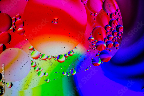 Abstract colorful Oil Bubbles macro.