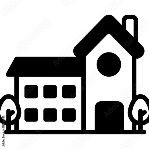 
Icon of farmhouse in solid design 

