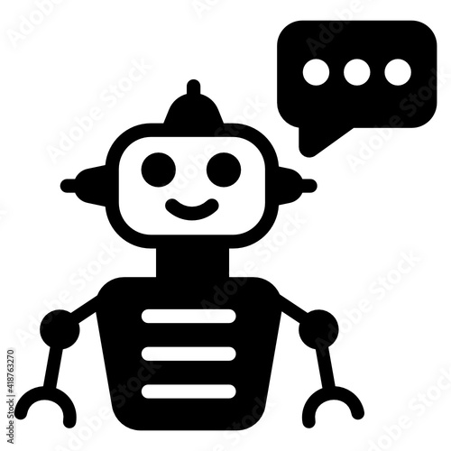 

Robo advisor solid icon, message with robot 


