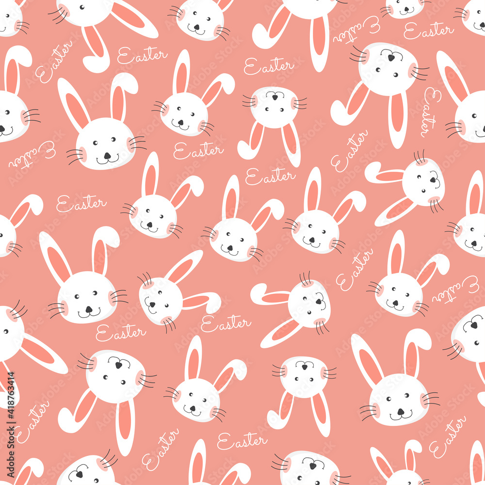 Happy easter with bunny seamless pattern background. Easter day background. Vector illustration. Happy easter with bunny seamless pattern background. Easter day background. Vector illustration.