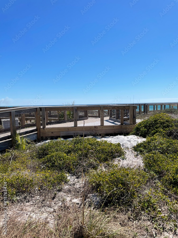 Public wooden walkway at Henderson Beach State Park Florida 