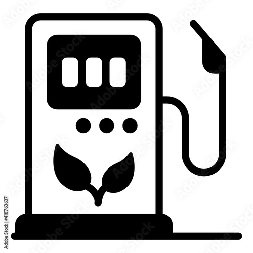 
Leaves on petrol pump denoting solid icon of biofuel 

