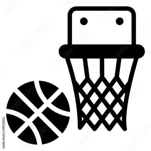 
Basketball hoop icon in solid design, basketball rims


