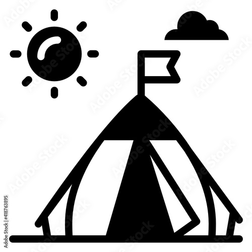
A solid editable icon of camping

