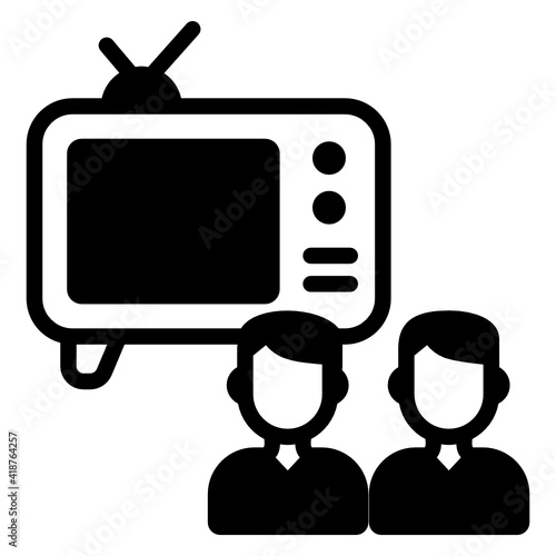
Retro tv set with antenna, watch tv icon in trendy style 

