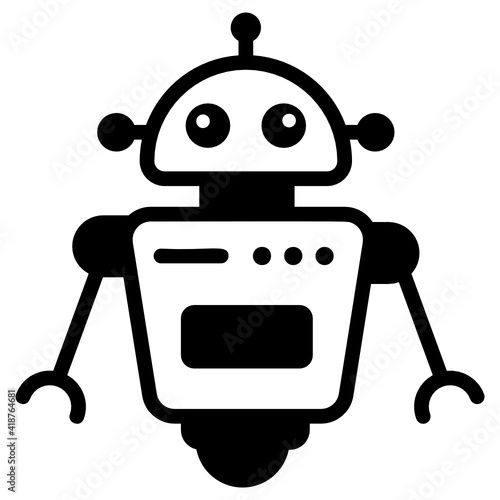 
An icon design of robot, humanoid in editable solid style 

