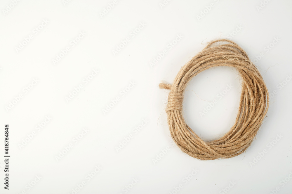 linen rope on white background linen rope on white background