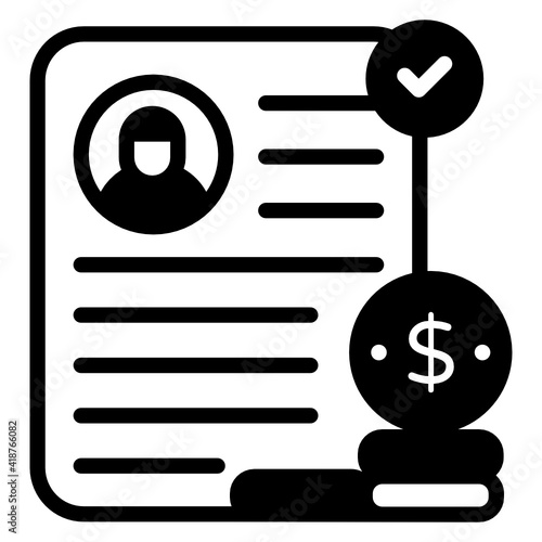 Calculator and chart denoting solid icon of recession 