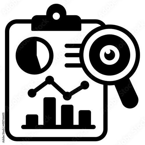 
Magnifier with chart denoting solid icon of market analysis

