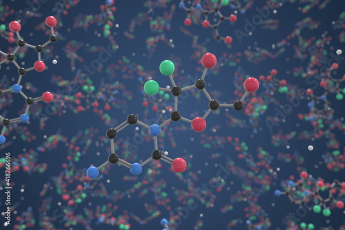 Molecule of Gemcitabine. Molecular model, science related 3d rendering