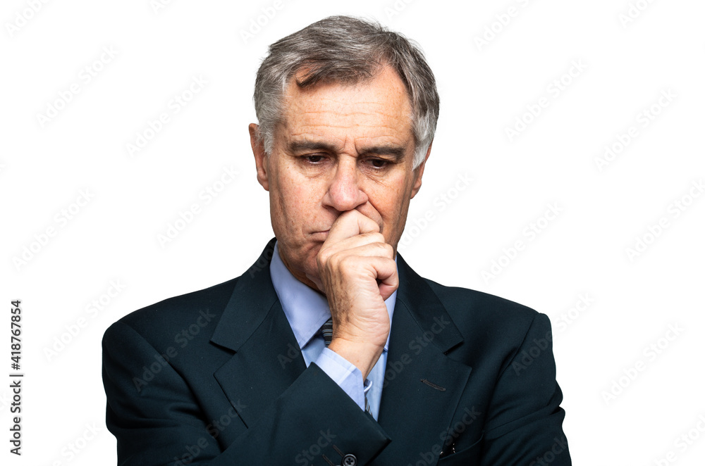 Skeptical businessman. Isolated on white background. Skeptical businessman. Isolated on white background.