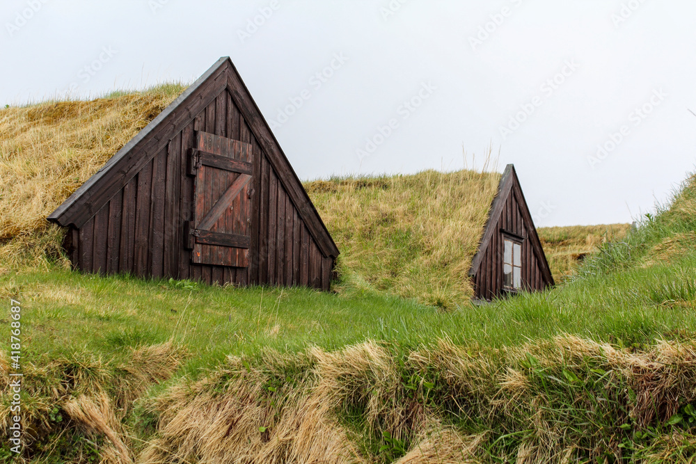 Turf houses built in traditional manner, Iceland Turf houses built in traditional manner, Iceland