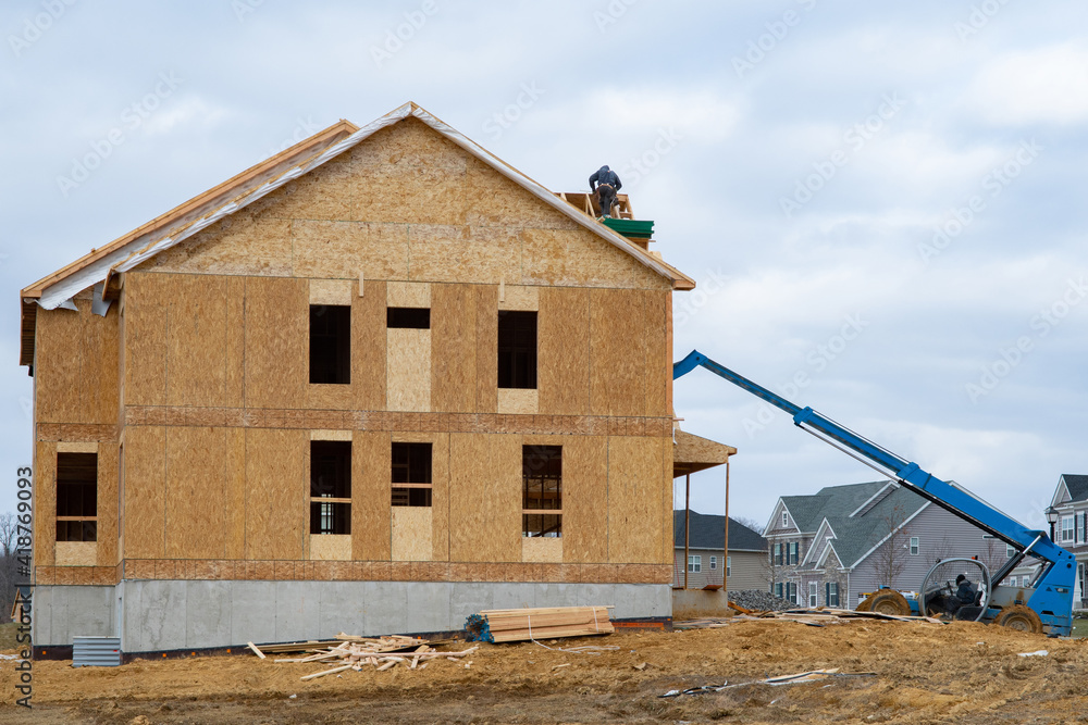 new framing construction of a house