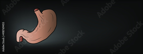 Healthy Stomach poster. Human healthy stomach recovery system medicine concept. Vector illustration.