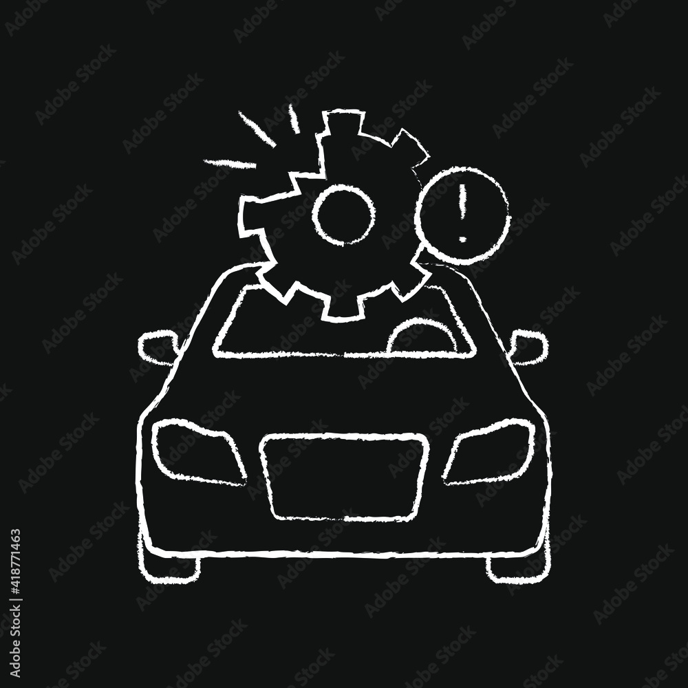 chalk effect icon, car accident, use of a faulty vehicle chalk effect icon, car accident, use of a faulty vehicle