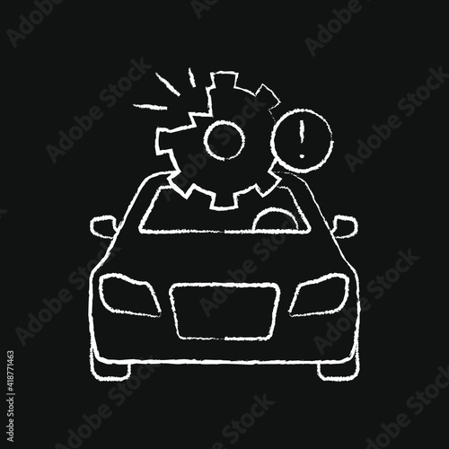 chalk effect icon, car accident, use of a faulty vehicle