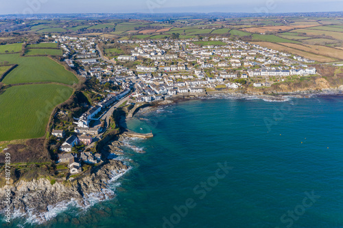 Aerial photograph of Portscatho, Roseland, Cornwall, England © Tim