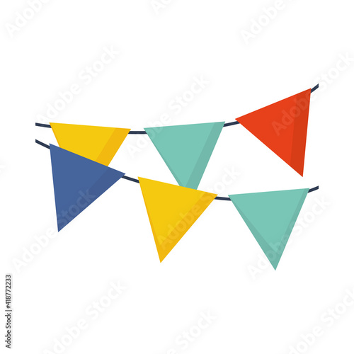 colorful pennants hanging