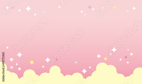 背景イメージ素材3_可愛い_背景_バック_ピンク_ゆめかわ_横長_広告_バナー_横_キラキラ cute fluffy pink back image 雲と背景分離可能