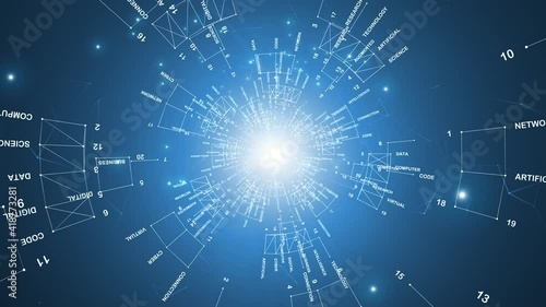 Wallpaper Mural Modern glowing ai network technology word cloud blue background animation Torontodigital.ca