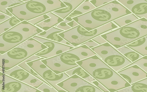 Background material lined with dollar bills, isometric,