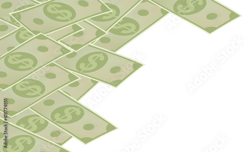 Background material lined with dollar bills, isometric, with copy space