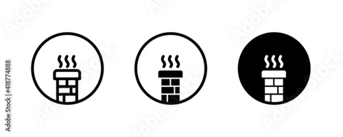 Chimney, Fireplace, Oven stove icons button, vector, sign, symbol, logo, illustration, editable stroke, flat design style isolated on white