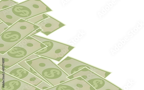 Background material lined with dollar bills, isometric, with copy space