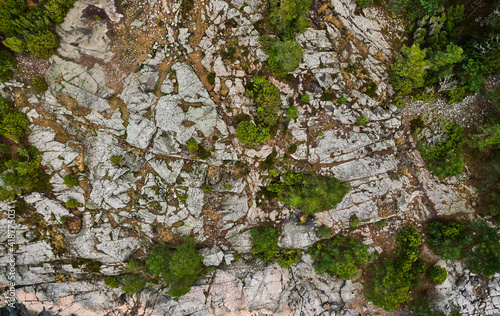Obraz na płótnie Aerial view of the rocky landscape in Finland in Autumn. Porkkalanniemi is a peninsula in the Gulf of Finland. w salonie