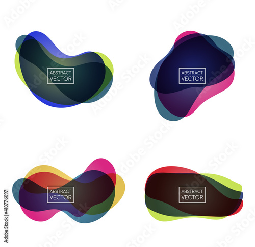 Abstract shapes form. Paper style. Blue and green, orange, ultraviolet and purple colors. Stock vector.