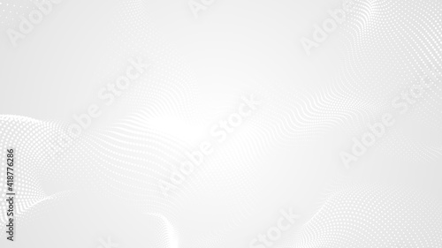 Dot white gray wave light technology texture background. Abstract big data digital concept. 3d rendering.