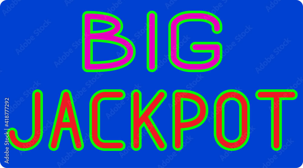 Jackpot winner, play casino, game banner. Vector on blue