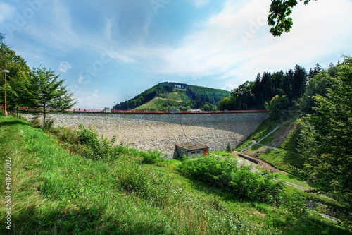 Valley dam Bystricka. View of the dam. East Moravia. Czechia. Europe. photo